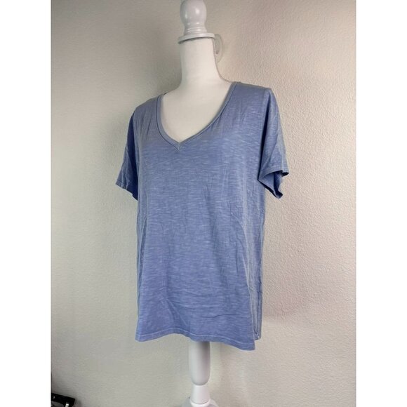 Marine Layer women's medium light blue v-neck basic tee shirt cotton modal - Picture 2 of 6